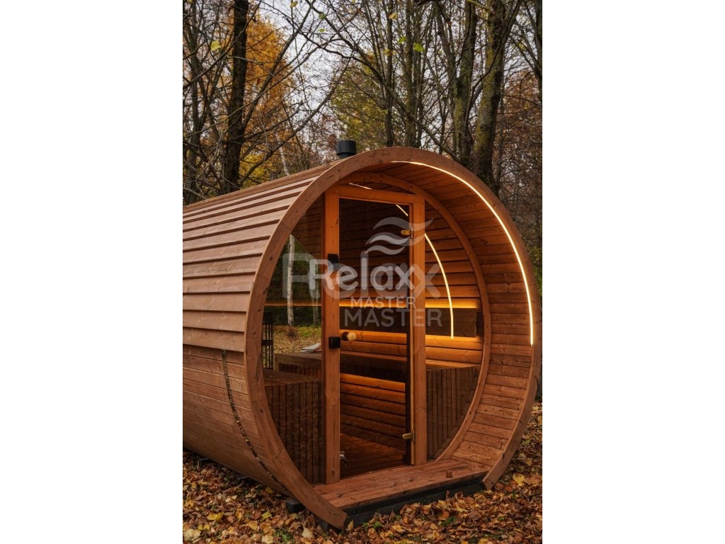 Finská sudová sauna 2,6 m - termo dřevo pro 6 osob - 12