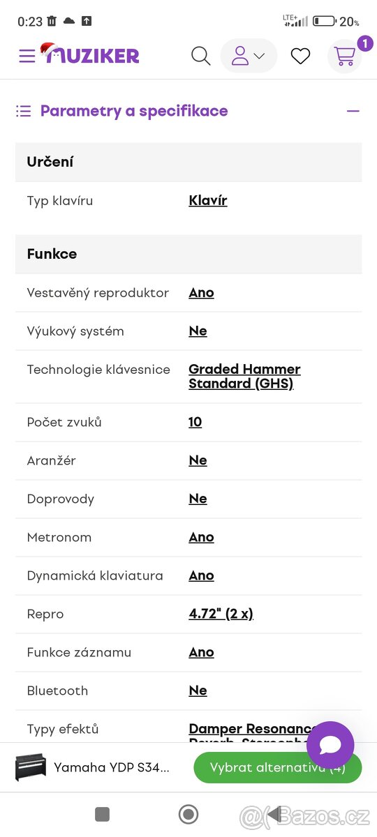 Digitální piano Yamaha YDP S34 - 12