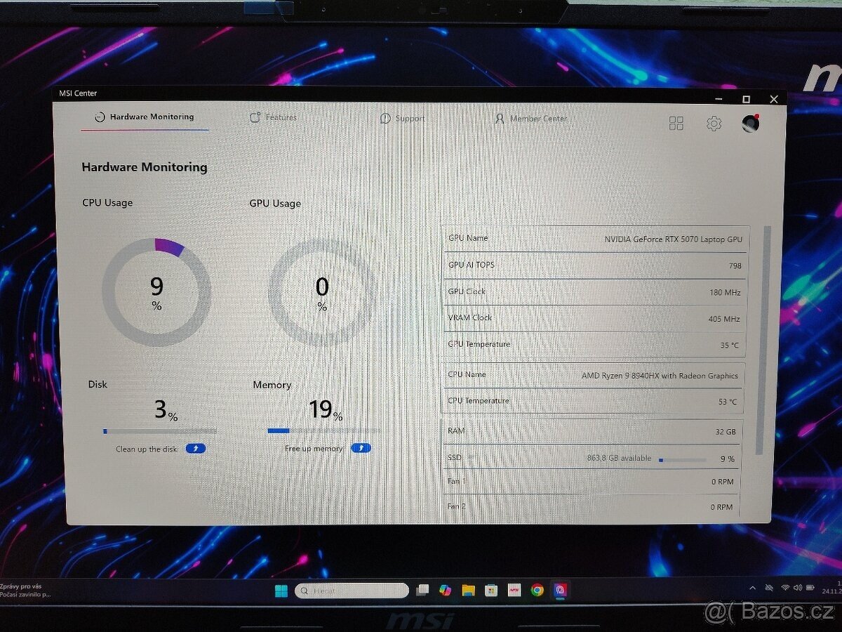 Obří 18" Msi,RTX-5070 Mux,R-9,QHD+,1TB-Záruka - 12
