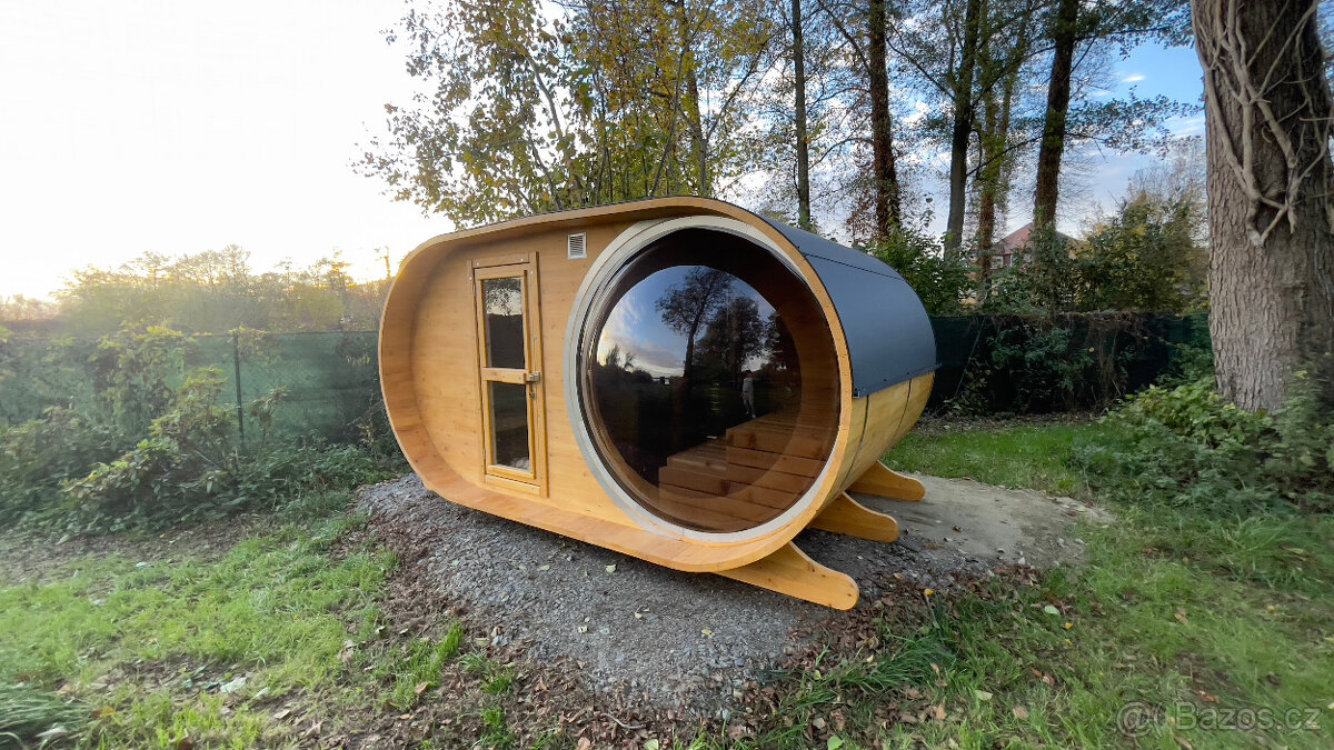 Venkovní finská oválná sauna s panoramatickým oknem - 12