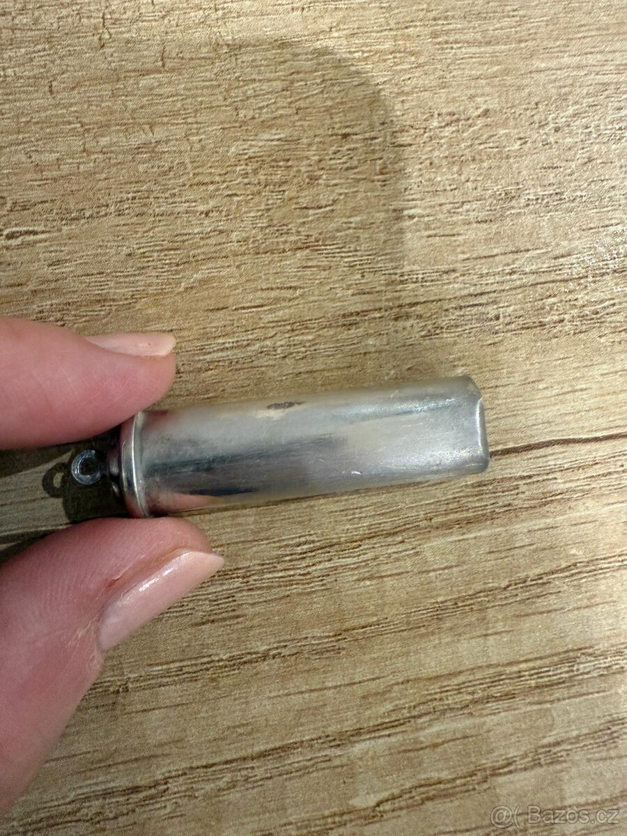 Starožitná stříbrná rtěnka se zrcátkem, punc - 12