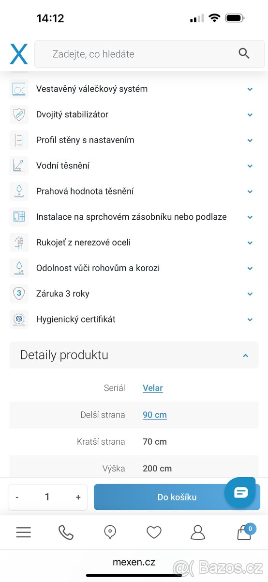 Sprchový kout 90x70 měděný,Nový - 12