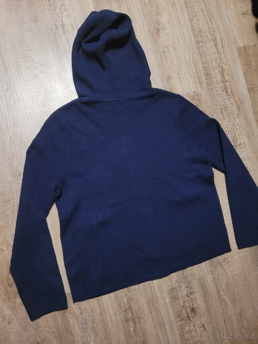 Tmavě modrá mikina/svetr na zip s kapucí Adagio - 12