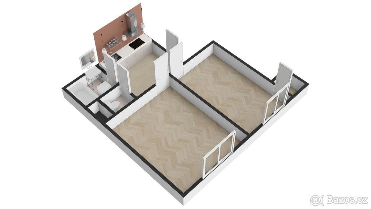 Pronájem bytu 2+k, 45 m2, Praha 3 - Žižkov, ul. Biskupcova. - 12
