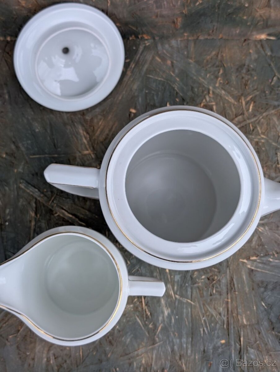 Artdeco konvice a mléčenka,Czecho-Slovakia, růže. - 12