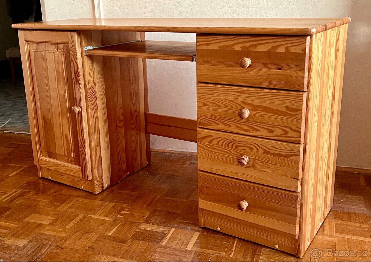 Psací stůl z masivu (borovice) + židle - 12