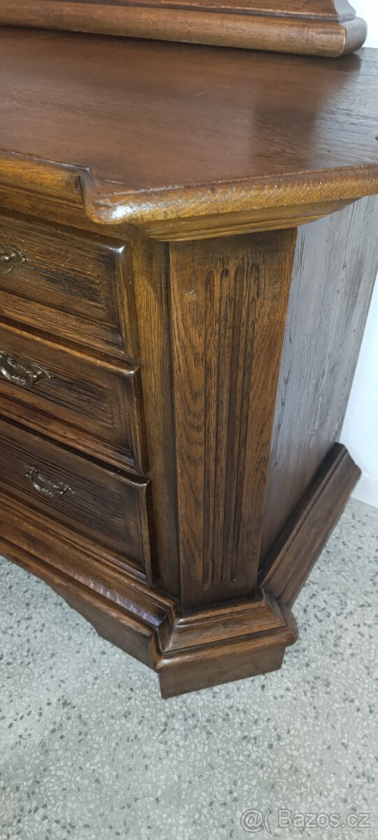 Starožitná komoda + zrcadlo, nábytek z masívu - 12