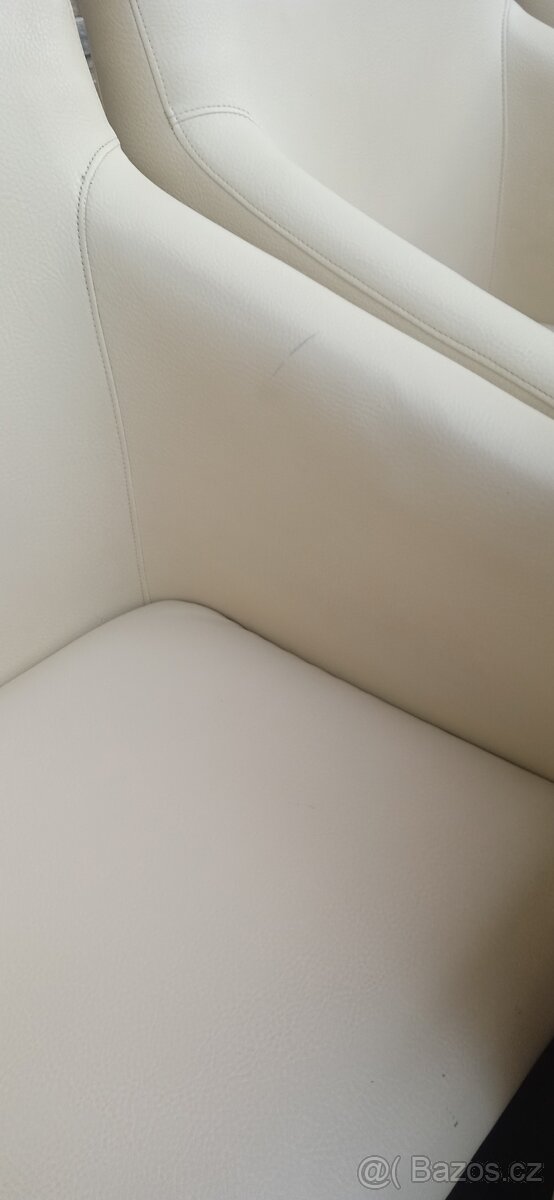 Jídelní kožená křesla bílá 5ks - 12