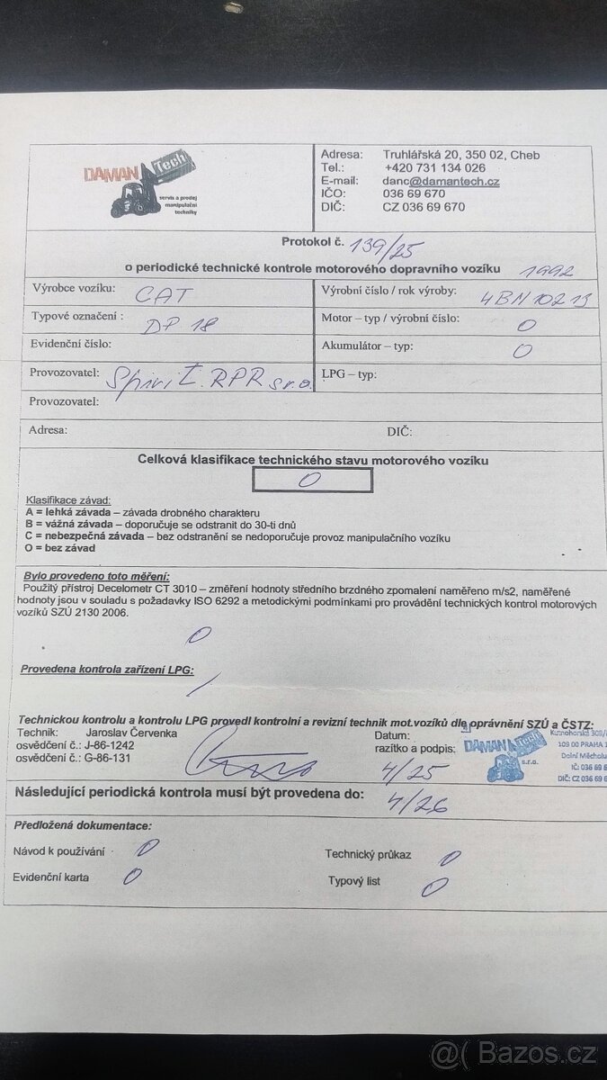 vysokozdvižný vozík CAT DP18 - 12