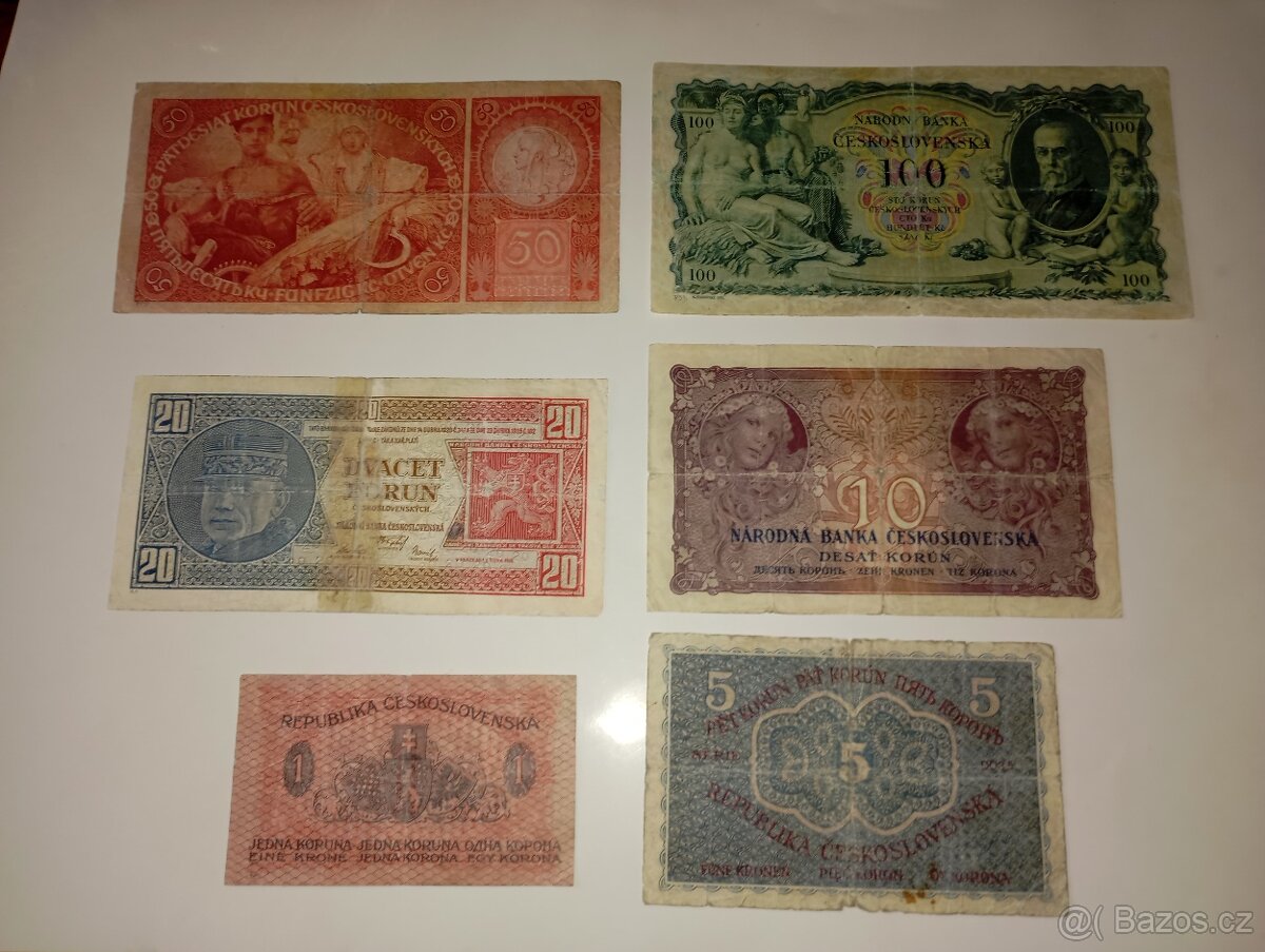 BANKOVKY 30. LÉTA, 1-100 K, 6 RŮZNÝCH NOMINÁLŮ, NEPERFOR. - 12