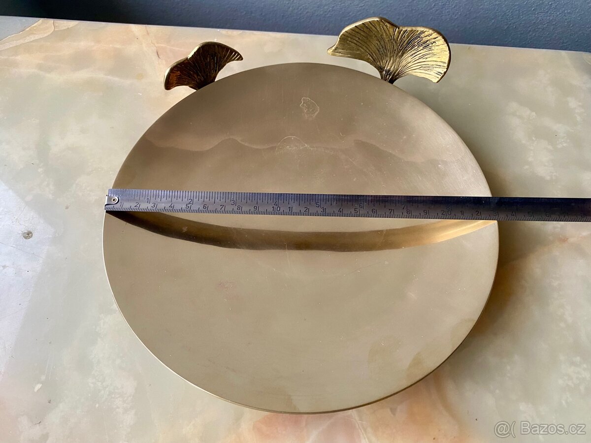 Starožitná mosazná Miska Na Ovoce S motivem Velrybího Ocasu - 12