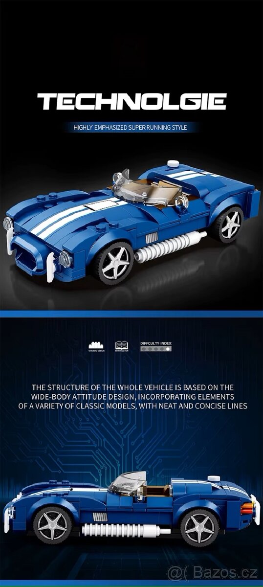 Stavebnice závodní auto modré - 12