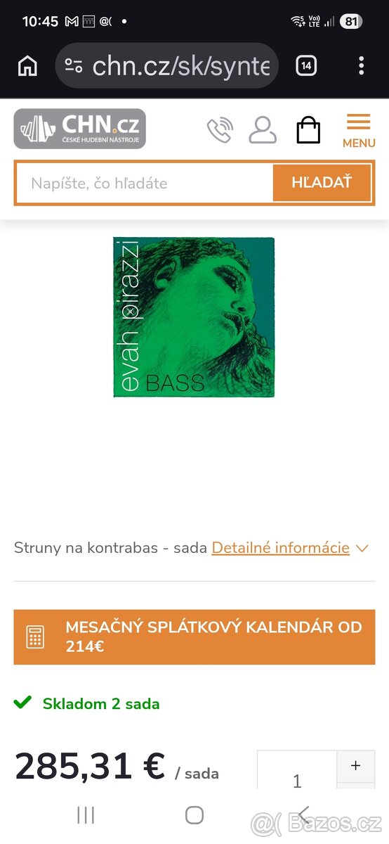 Kontrabas celomasiv 3/4 - 12