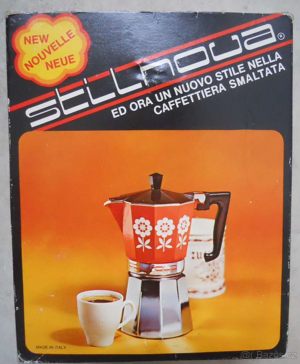 Retro moka konvička, nepoužitá, obal, návod, účtenka - 12