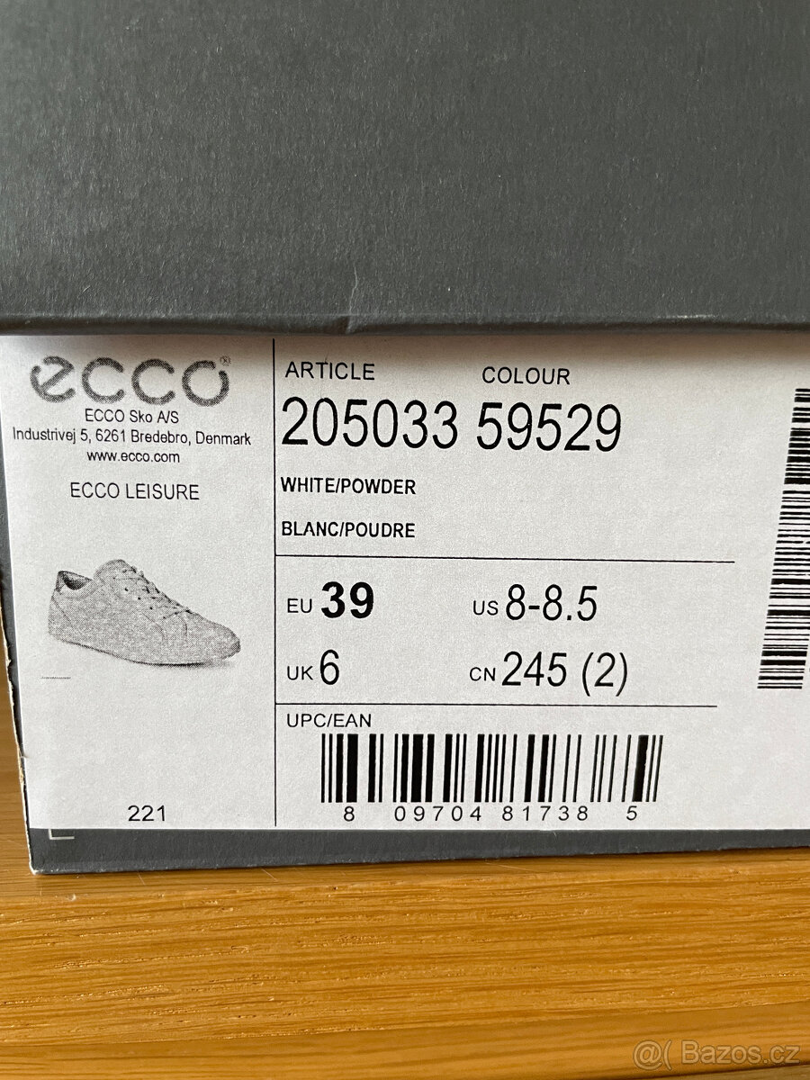 Bílé kožené botasky tenisky Ecco, vel. 39 - 12