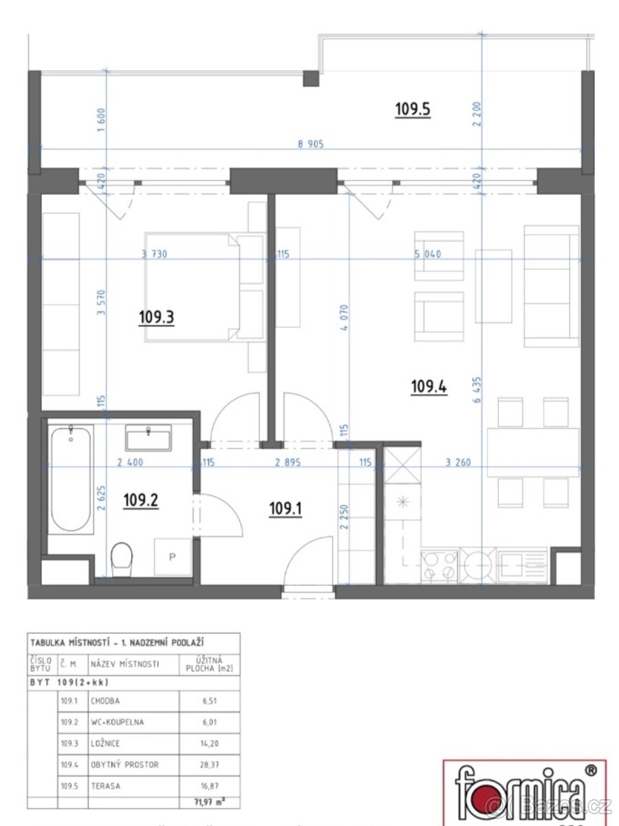 Prodej bytu 2+kk 71,97m2 s terasou, sklepem včetně vybavení - 12