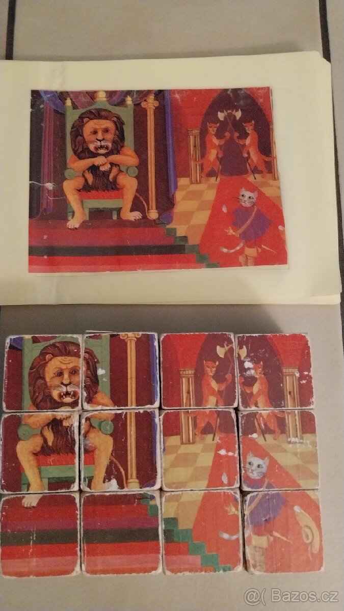 Retro dřevěná tiskátka, podušky na razítka,obrázkové kostky - 12