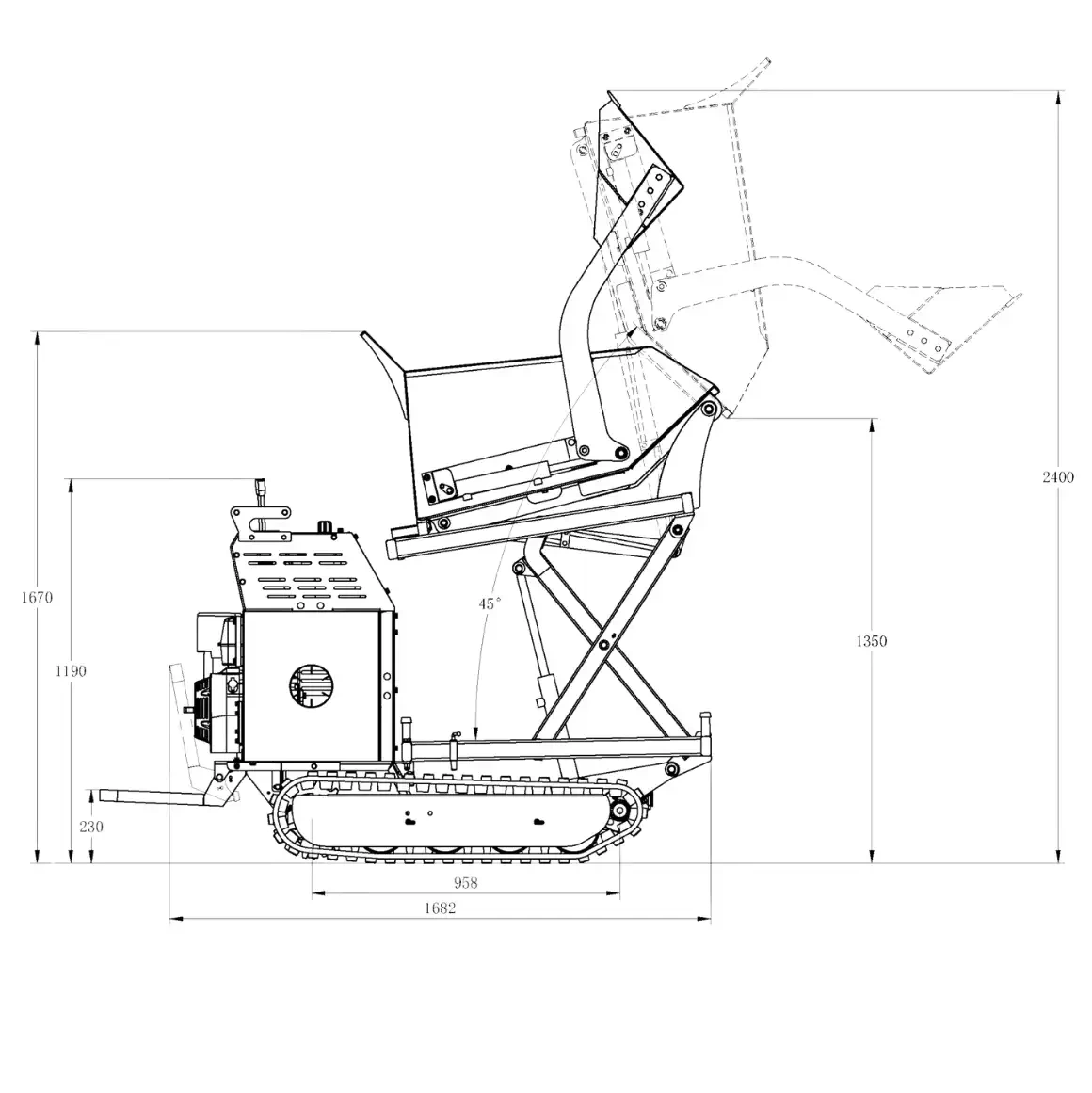 Pásový dumper 500 kg – zvedací korba, Briggs & Stratton - 12