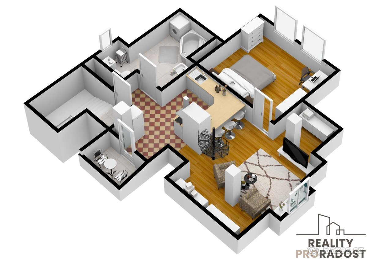 Pronájem bytu 2 + 1 o rozloze 70 m2 s terasou ve vile v Tepl - 12