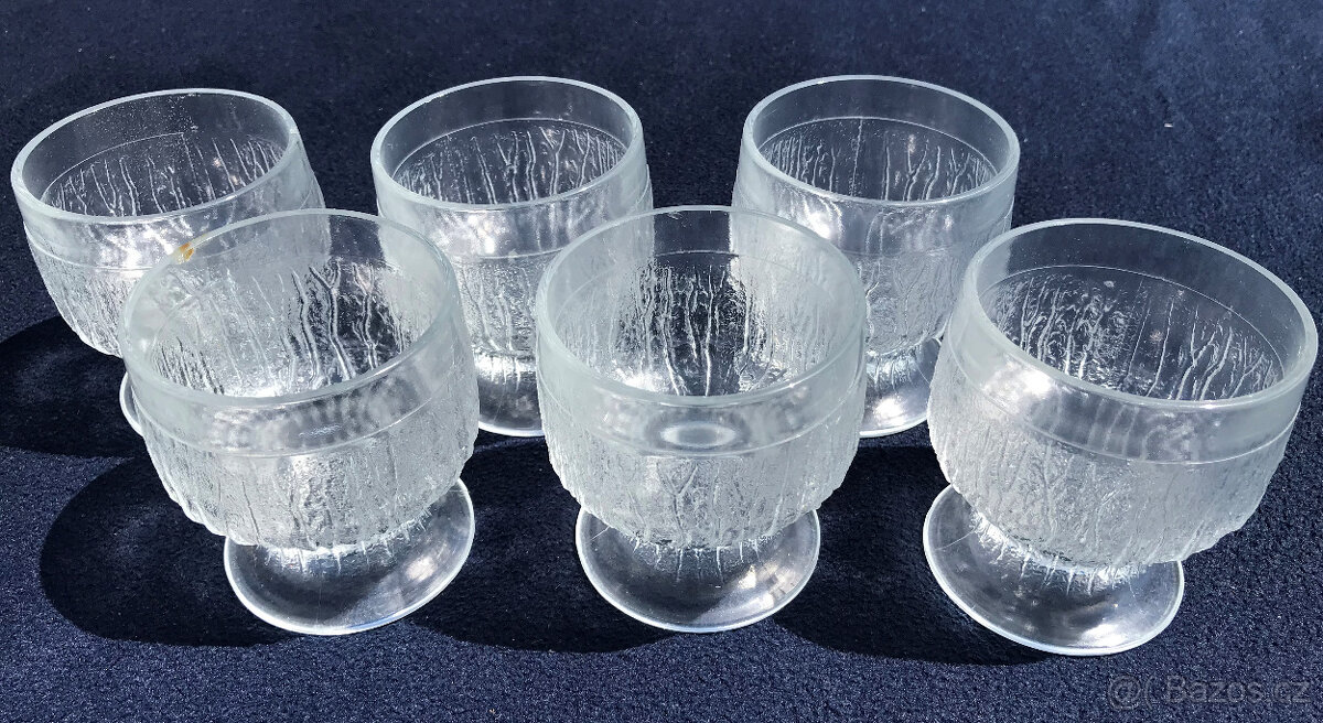 6x Pohár Sklenice na zmrzlinu kompot RETRO - 12
