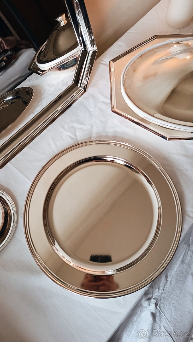 Vintage italský postříbřený servírovací set tácu Calegaro - 12