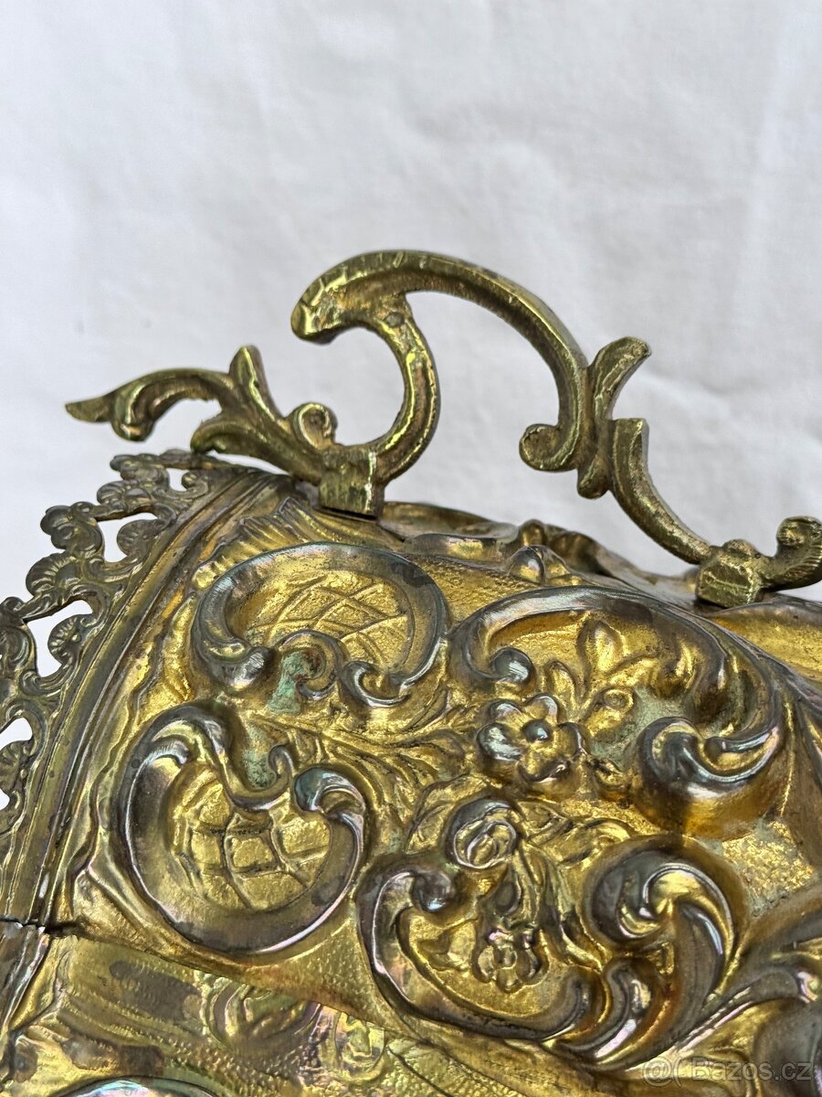 Žardiniéra květináč starožitný 1850-60 mosaz Francie Napoleo - 12