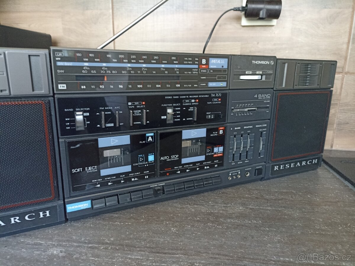 Sběratelský retro magnetofon Thomson Research TM 7670 – rádi - 12