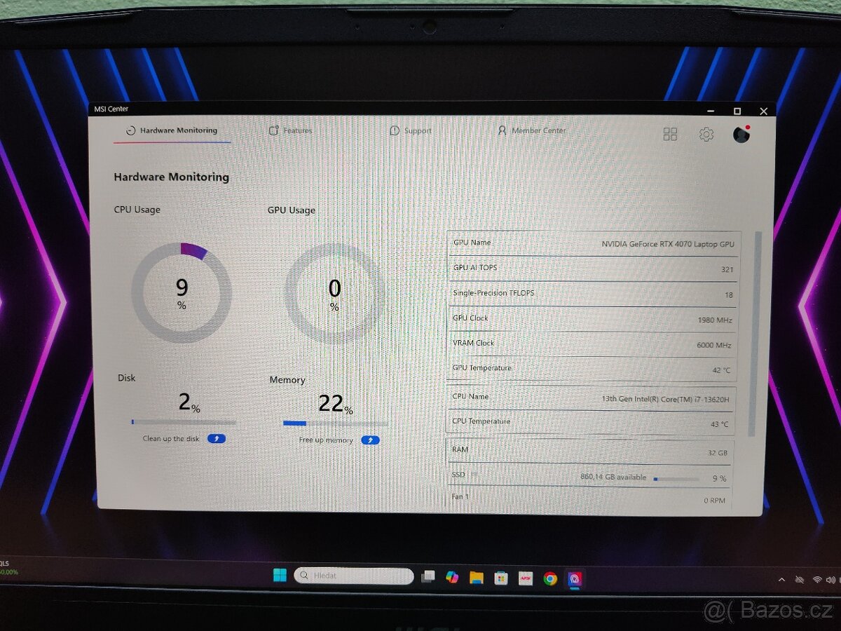 Nepoužitá 15" Katana,QHD,4070-Rtx,32gb,i7-13th.M.2 1TB - 12