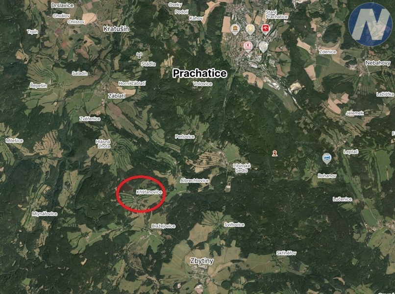 Křišťanovice, stavební parcela u Prachatic,1123 m2 - 12