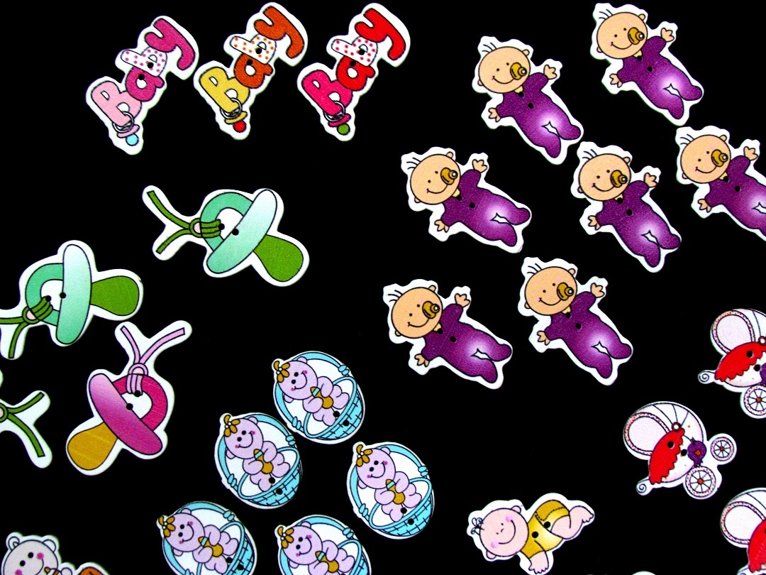 Dřevěné malované knoflíky různé druhy - nové - 12