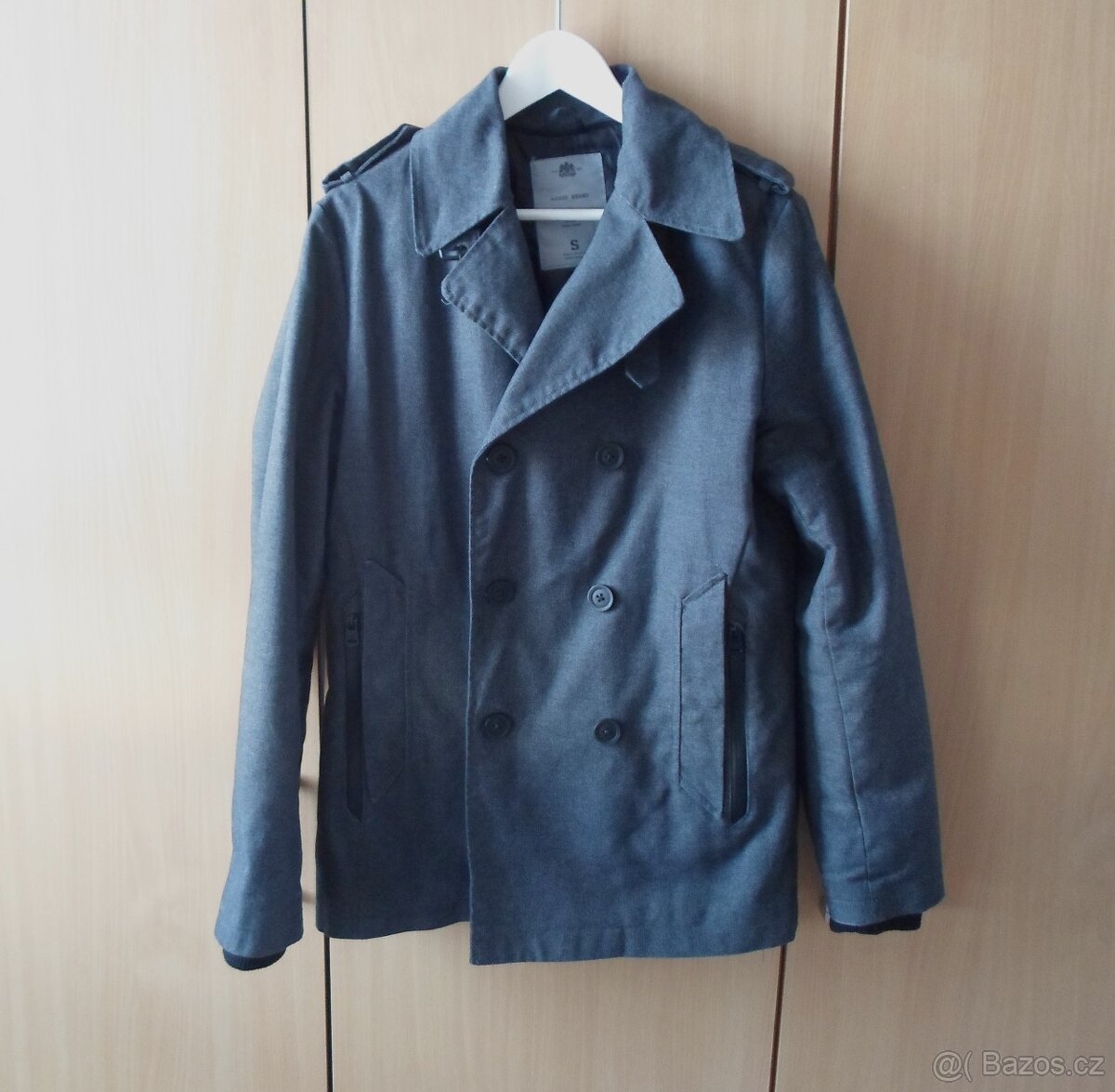 Šedý pánský kabát bunda - S - 12