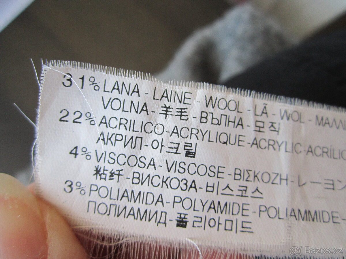 Kabát zn. Zara Trafaluc, šedá/černá, 72% vlna, M/L - 12