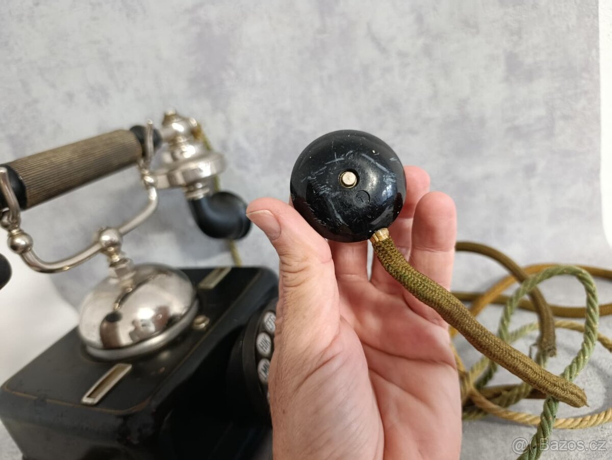 Velmi starý těžký dánský kovový telefon KTAS D08 - 12