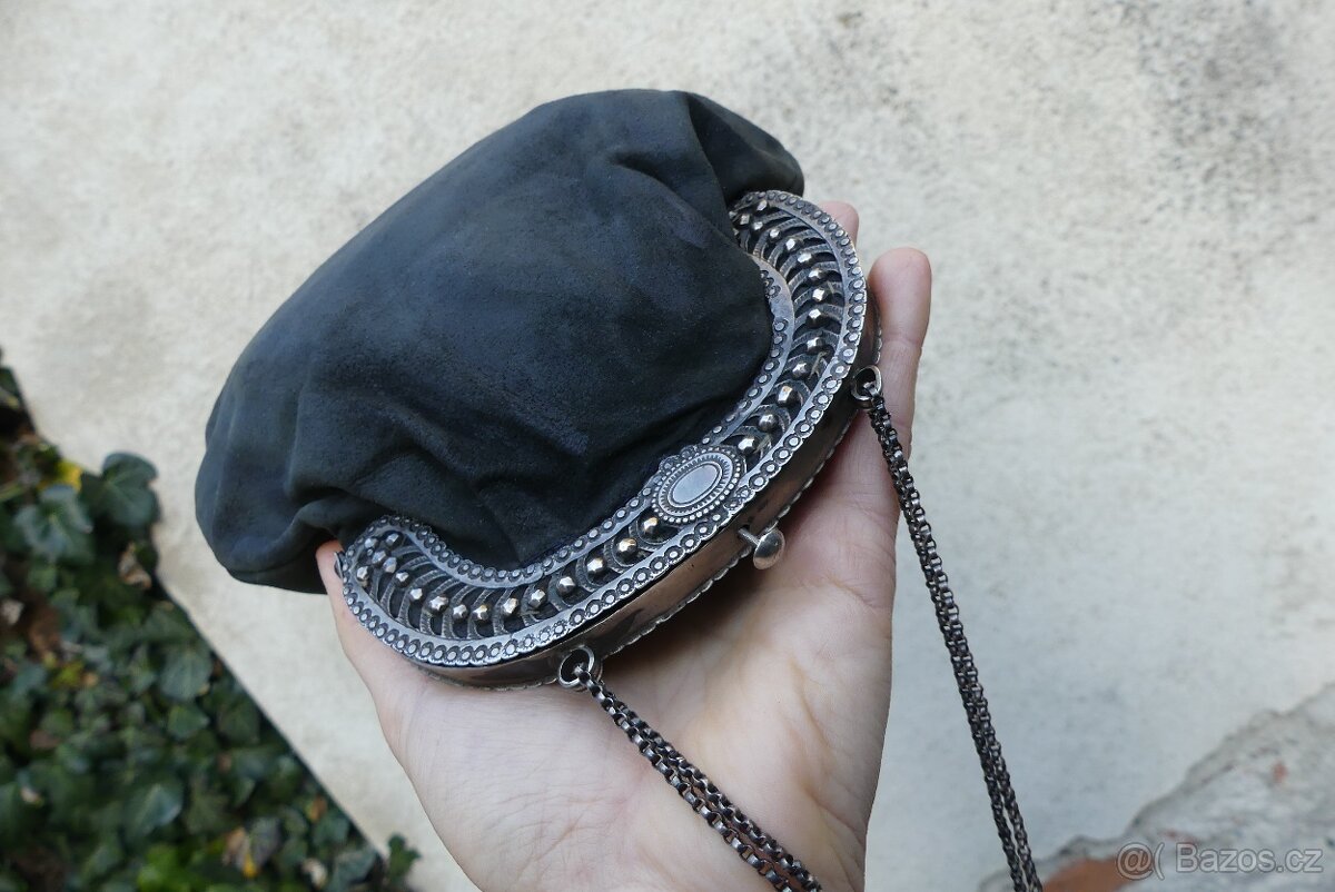 Starožitná viktoriánská kabelka, 19. st., stříbro - 12