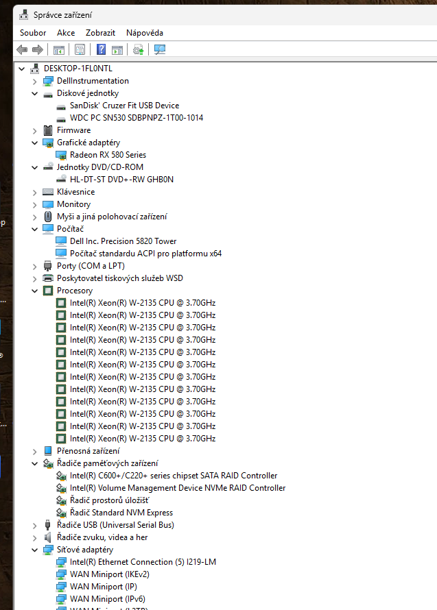 DELL Precision Tower 5820 - XEON W-2135 v4, 64 GB RAM - 12