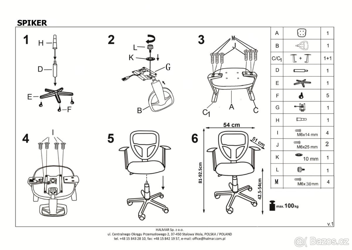 Židle k psacimu stolu Halmar spiker Top stav - 12
