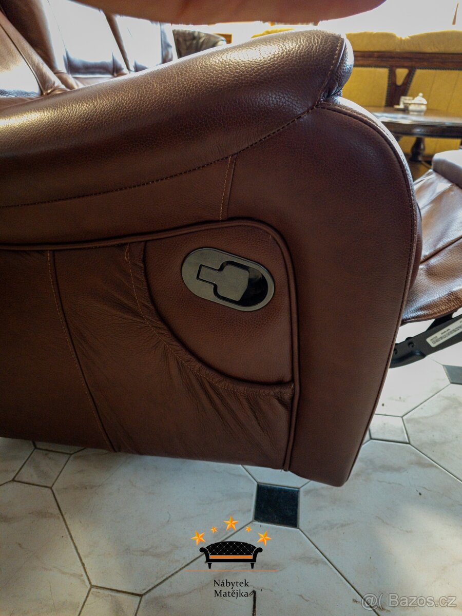 Sedací celokožená souprava 3+2+1 - 2x relax manual - 12