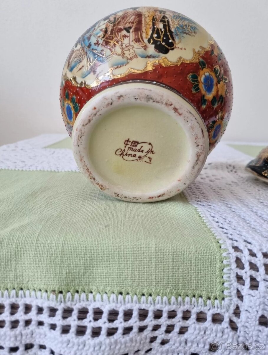 Velmi krásná stará činska porcelánová váza, ručně malovaná - 12