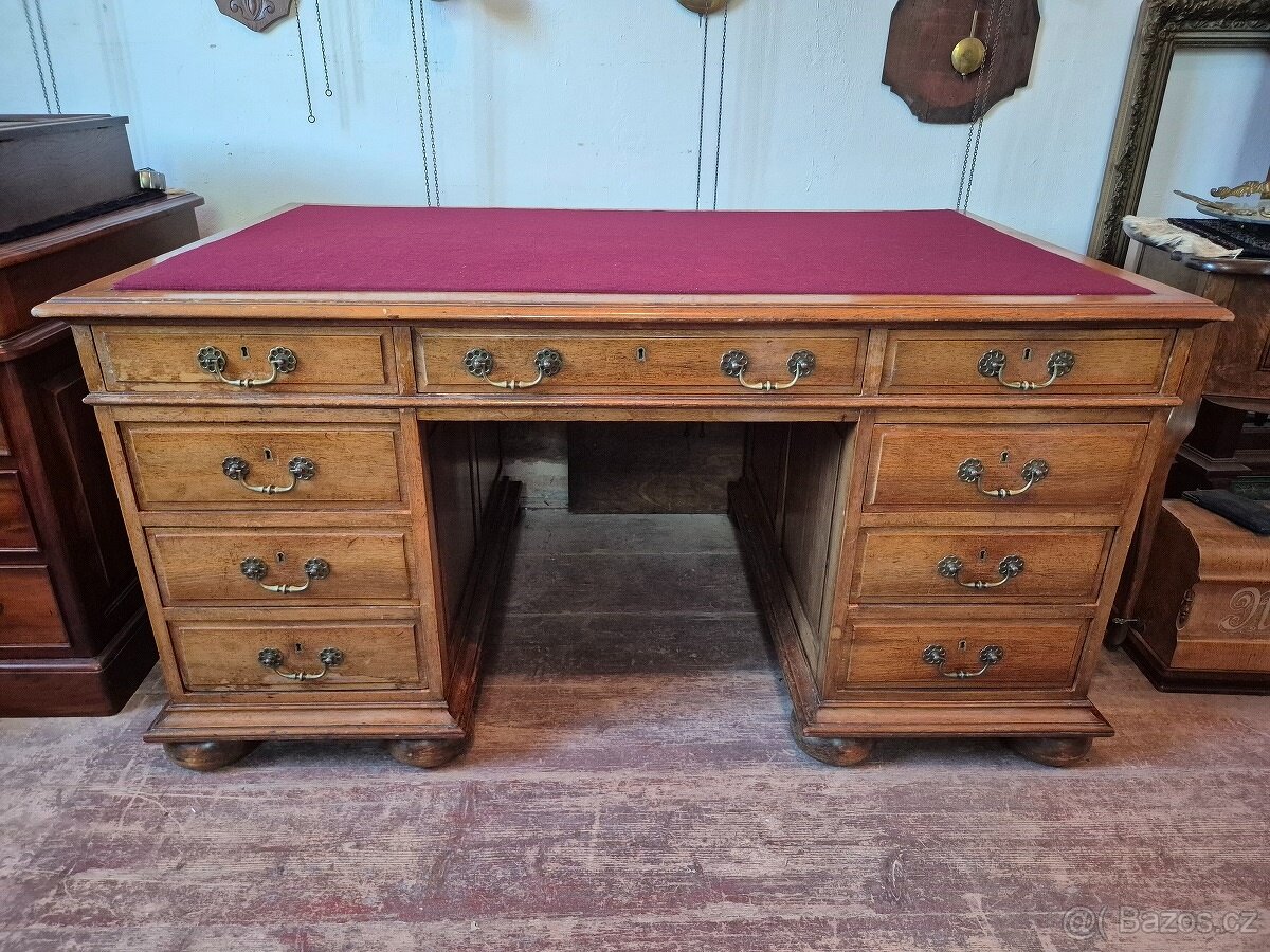 LUXUSNÍ STAROŽITNÝ PSACÍ STŮL - PROSTOROVÝ - 12