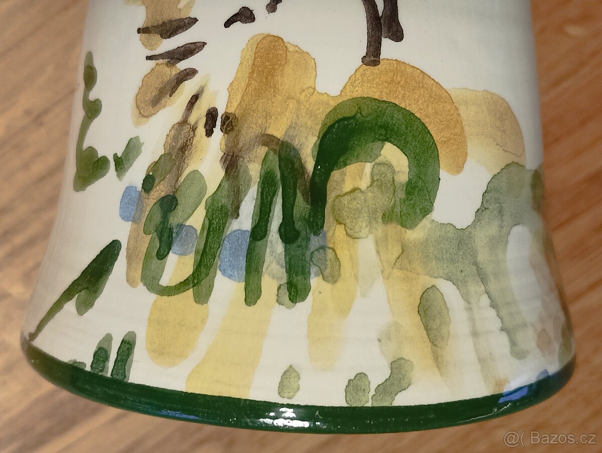 FAJÁNS RUČNĚ MALOVANÁ VÁZA MB SOLOGNE FRANCIE - 12