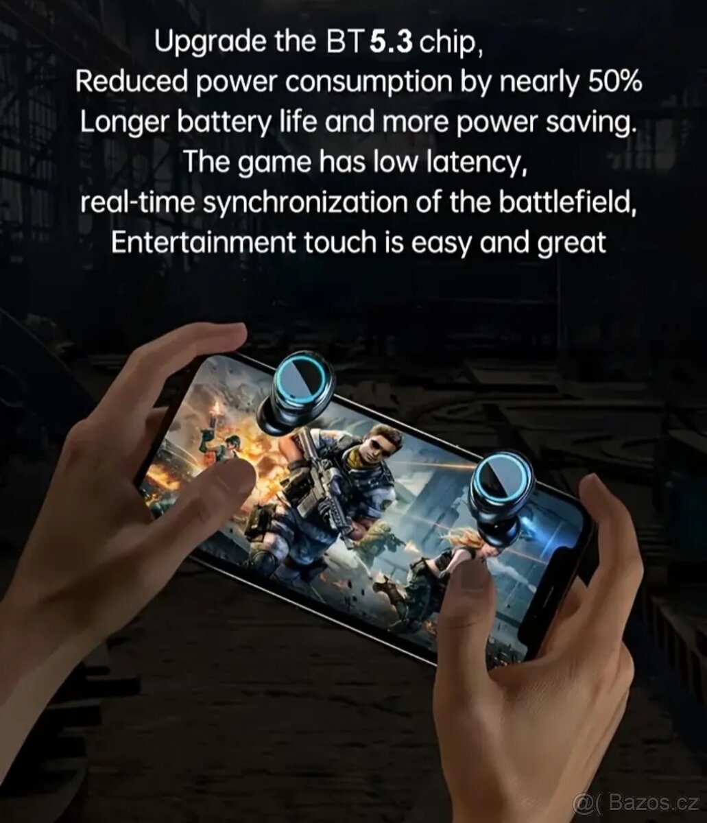 Bezdrátová sluchátka s herním módem a LED displej - 12