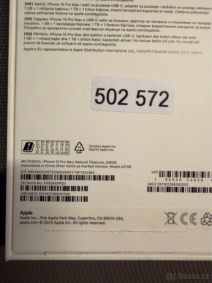 Apple IPhone 15 Pro Max - přírodní titan 256GB - 12