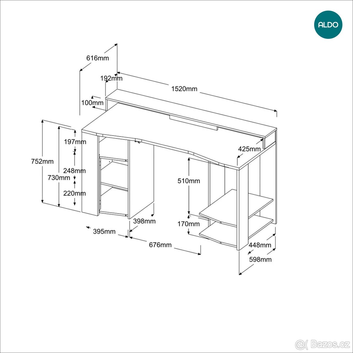 počítačový stůl s led osvětlením - 12