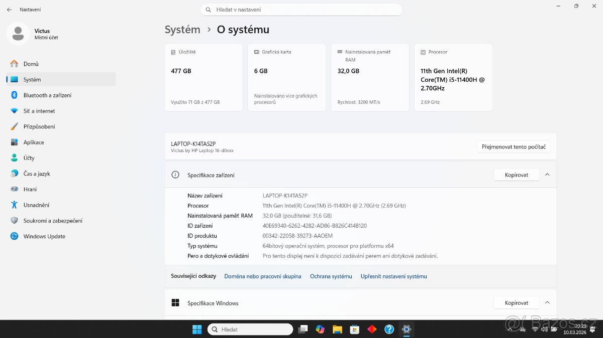HP Victus 16 i511400H RTX 3060 - 12