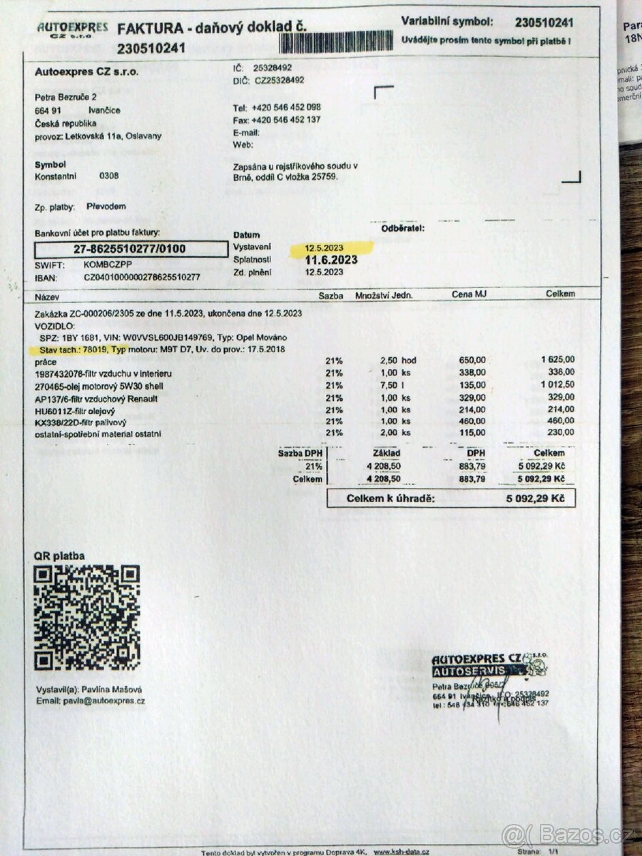 Opel Movano 2.3cdti, naj. 116.000km, 8pal - 12