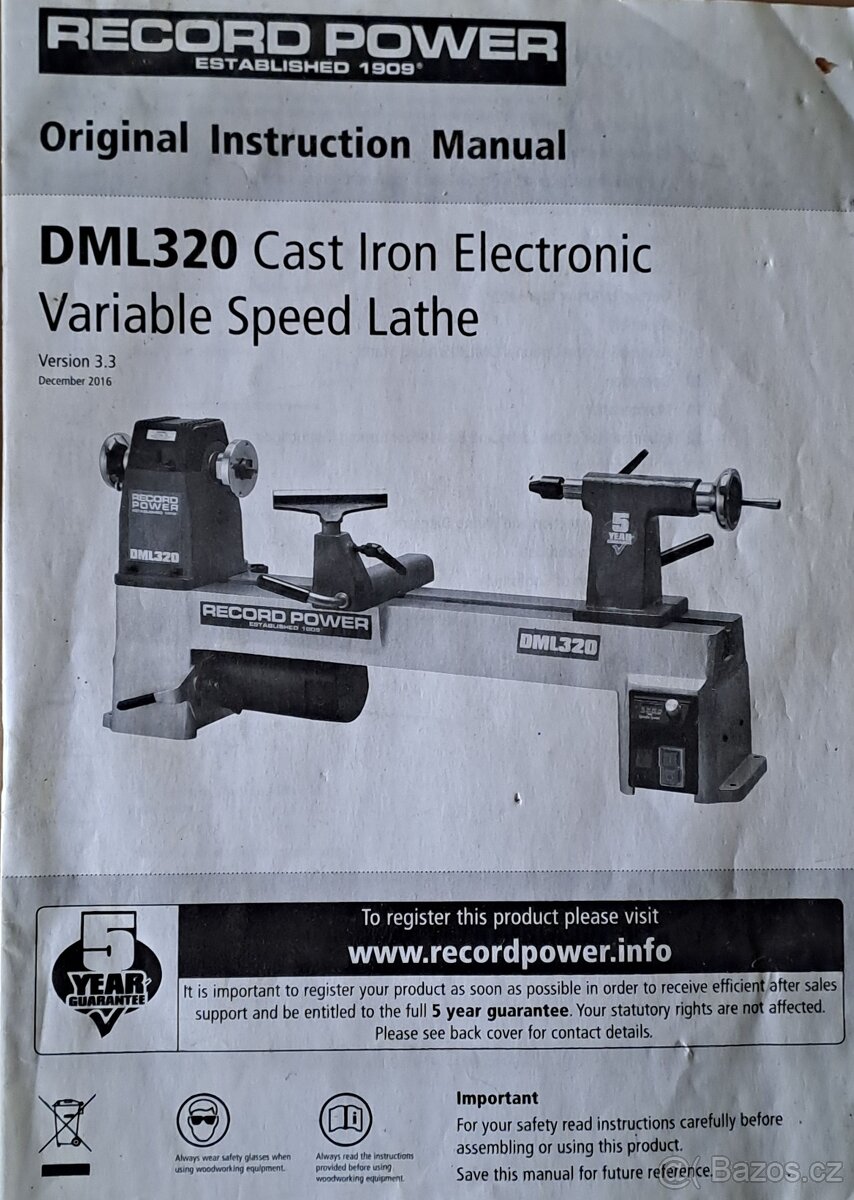 Soustruh na dřevo Record Power DML 320 - 12