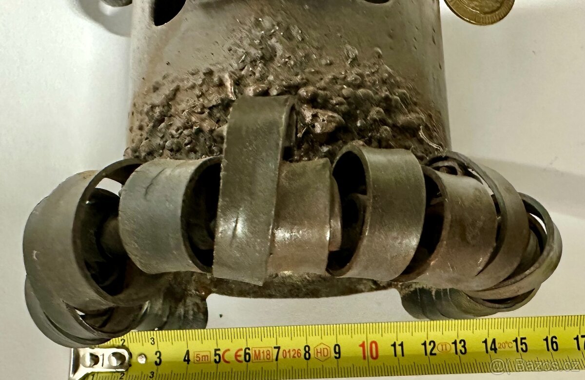 Stará ORIGINAL váza RETRO KUTILKOUSEK ocel sklo RARITA - 12