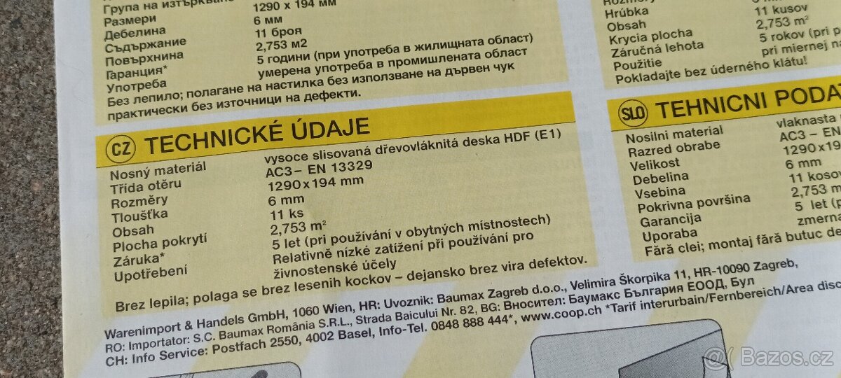 Prodej laminátové podlahy - barva světlý dub (přírodní) - 12