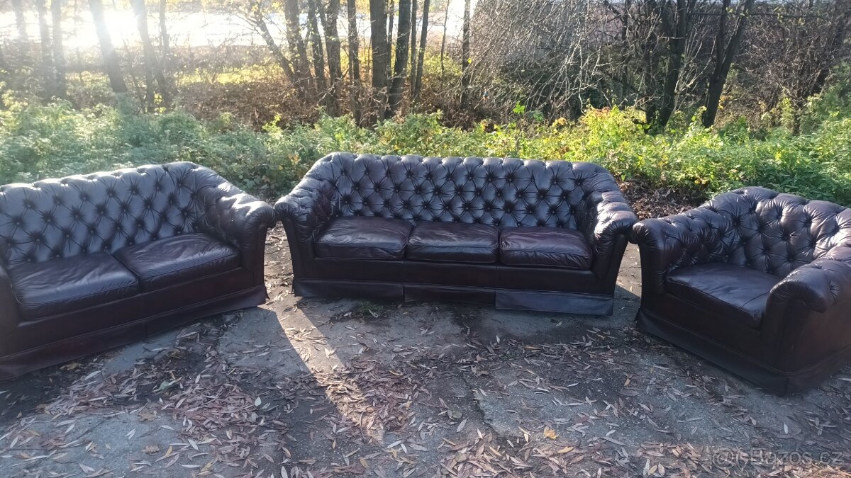 Kožená sedací souprava 3+2+1-CHESTERFIELD - 12