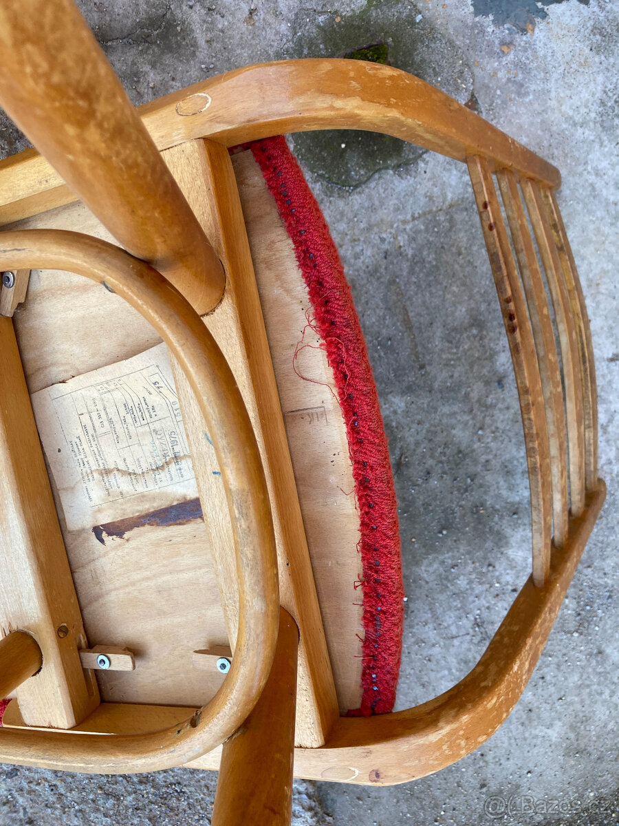 Židle dřevěná ohýbaná čalouněná látkou RETRO 500 kč - 12